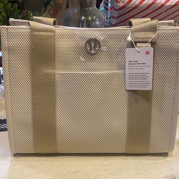 lululemon athletica Handbags - ❤️NWT Lululemon Athletics Canvas Mini Tote - Cream and Tan❤️